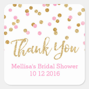 Sticker Carré Fête des mariées Confetti en or rose Favoriser les