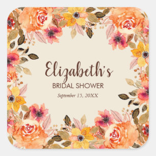 Sticker Carré Fête des mariées d'aquarelle d'automne