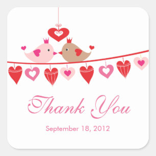 Sticker Carré Fête des mariées de coeur Inséparable moderne Merc