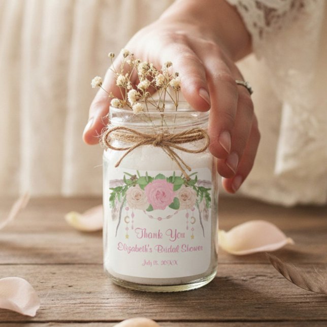 Sticker Carré Fête des mariées florale rose Boho (Créateur téléchargé)