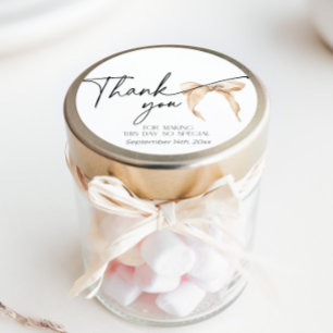 Sticker Carré Fête des mariées minimaliste neutre en Merci beige