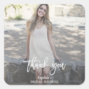 Sticker Carré Fête des mariées photo personnalisée d'écriture mo