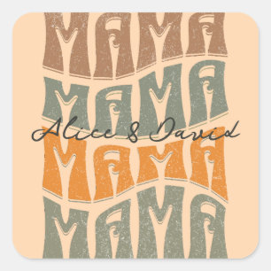 Sticker Carré Fête des mères Couleur naturelle Maman Nom des enf