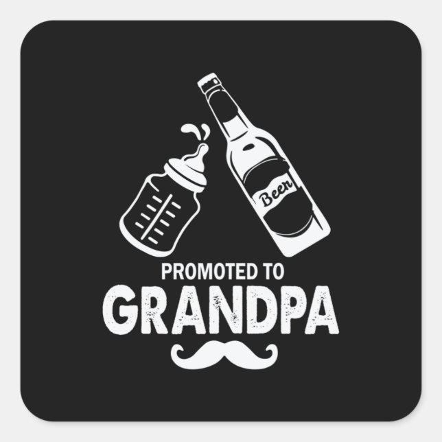 Sticker Carré Fête des pères Promue À Grand-Père (Devant)