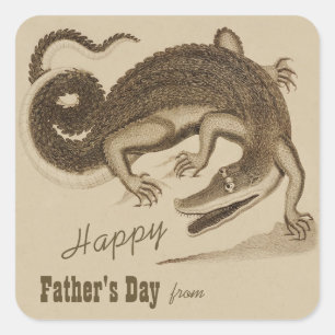 Sticker Carré Fête des pères Wild Dancing heureux crocodile CC11