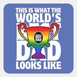 Sticker Carré Fête des pères World's Meilleur Papa Arc-en-ciel C