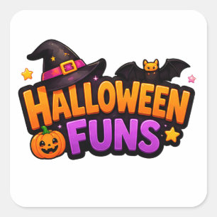 Sticker Carré Fête d'Halloween amusante pour les enfants et les 