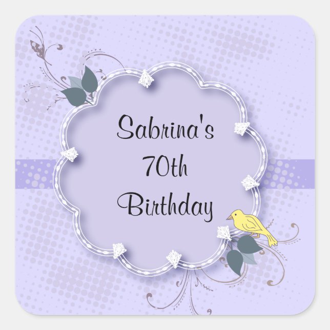 Sticker Carré Fête du 70e anniversaire | Texte do-it-yourself (Devant)