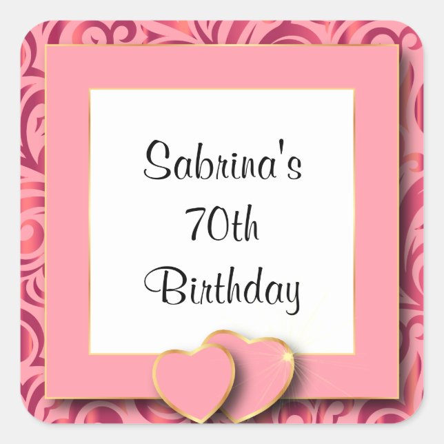 Sticker Carré Fête du 70e anniversaire | Texte do-it-yourself (Devant)