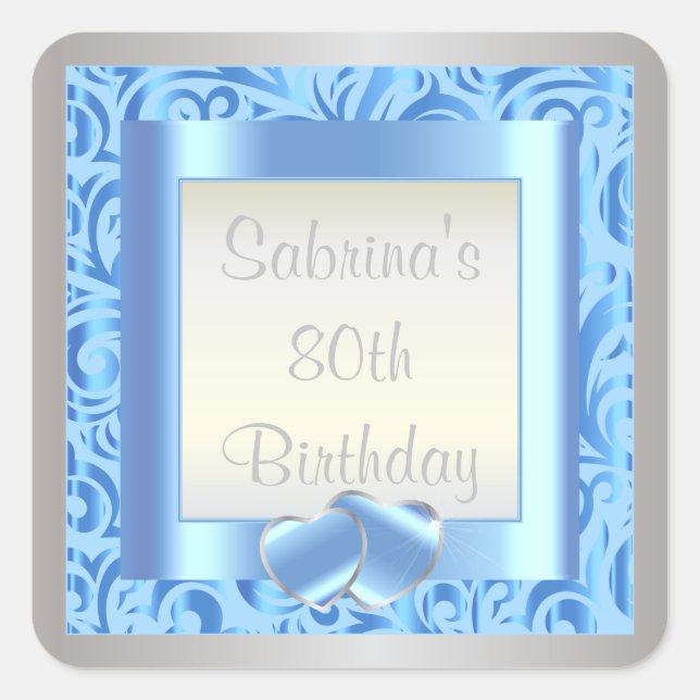 Sticker Carré Fête du 80e anniversaire | Texte do-it-yourself |  (Devant)
