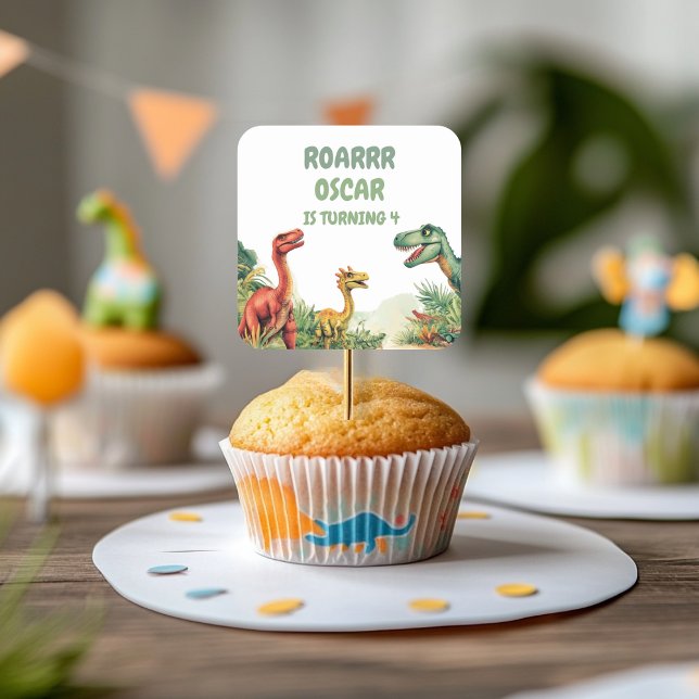 Sticker Carré Fête du dinosaure du bon temps (Créateur téléchargé)