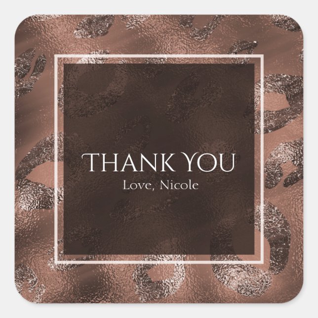 Sticker Carré Fête Empreinte de léopard Mocha Bronze Favoriser (Devant)