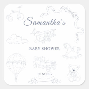 Sticker Carré Fête prénatale de Toile de Jouy pour la nurserie