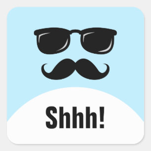 Sticker Carré Fête surprise bleu Incognito shhh!autocollants