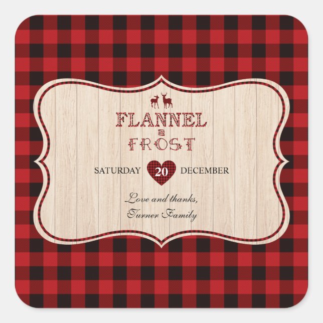 Sticker Carré Fêtes de Noël de Flannel et de Lumberjack Frost (Devant)
