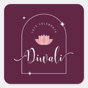Sticker Carré Fêtons Diwali élégant