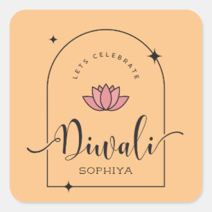 Sticker Carré Fêtons Diwali élégant personnalisable