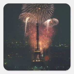 Sticker Carré Feu d'artifice, Tour Eiffel, Paris, France