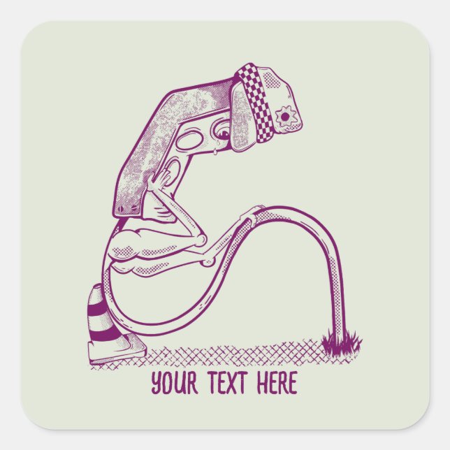 Sticker Carré Feu de circulation triste (Devant)