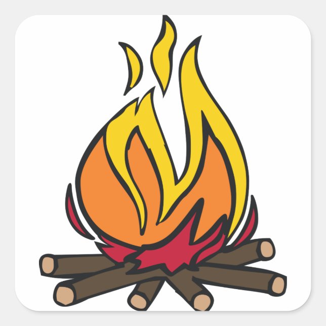 Sticker Carré Feu de feu de camp (Devant)