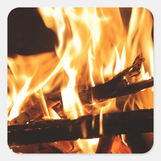 Sticker Carré Feu et flammes (Devant)