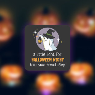 Sticker Carré Feu Fantôme Pour La Fête De Nuit D'Halloween Favor