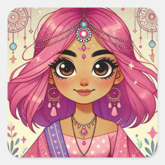 Sticker Carré Feuille d'autocollants Aura Dream Rose