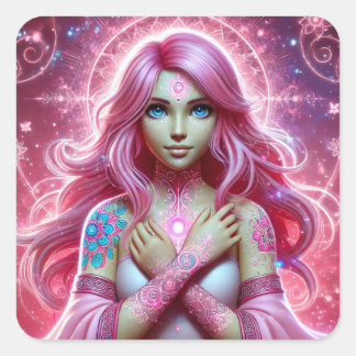Sticker Carré Feuille d'autocollants Aura Dream Rose