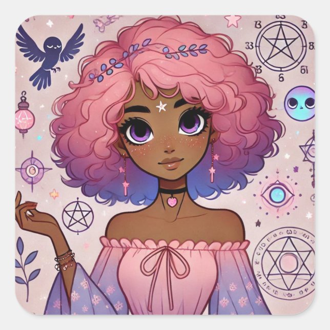 Sticker Carré Feuille d'autocollants Aura Dream Rose (Devant)