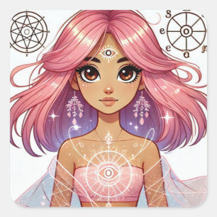 Sticker Carré Feuille d'autocollants Aura Dream Rose