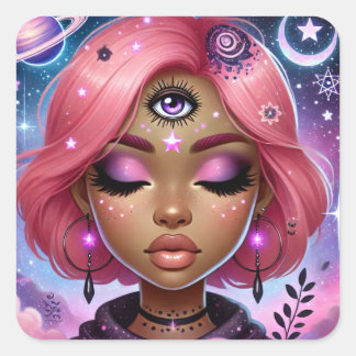 Sticker Carré Feuille d'autocollants Aura Dream Rose