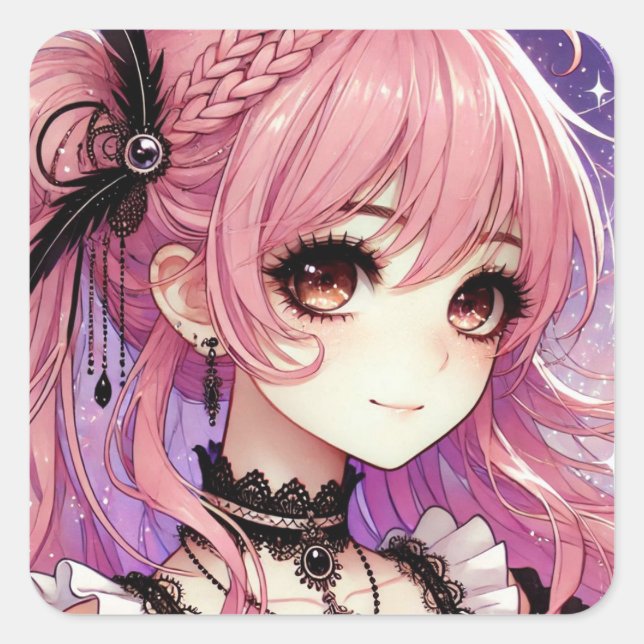 Sticker Carré Feuille d'autocollants Aura Dream Rose (Devant)