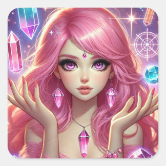 Sticker Carré Feuille d'autocollants Aura Dream Rose