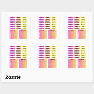 Sticker Carré Feuille d'autocollants colorés pour les jours de l