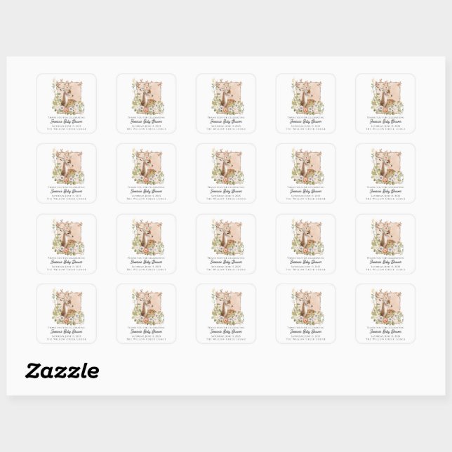 Sticker Carré Feuille d'autocollants pour Baby Shower Manoir boi (Feuille)