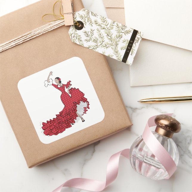 Sticker Carré Feuille d'autocollants pour danseur de flamenco (Cadeaux)