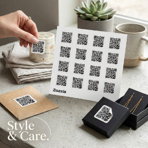 Sticker Carré Feuille d'autocollants ronds classiques de code QR