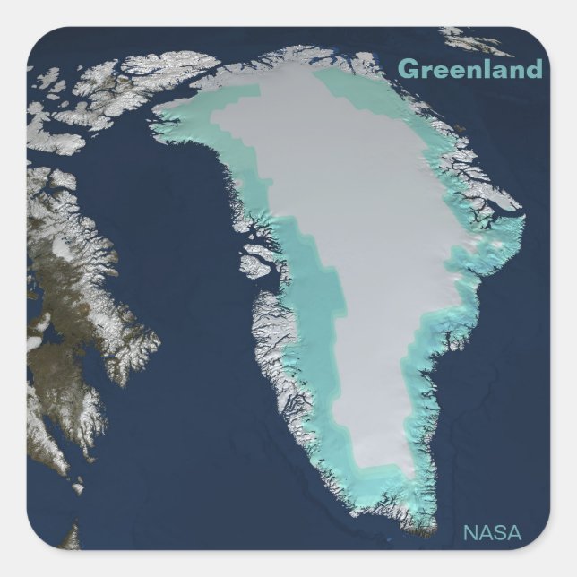 Sticker Carré Feuille de glace du Groenland de la NASA (Devant)