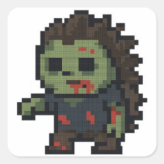 Sticker Carré feuille de zombie hérisson