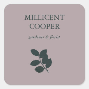 Sticker Carré Feuille gris foncé silhouette violet