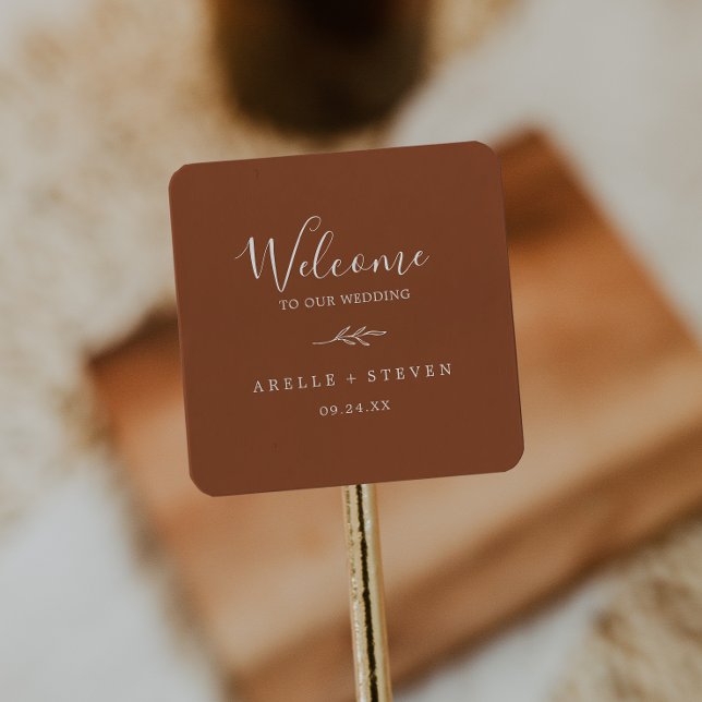 Sticker Carré Feuille minimale | Accueil Mariage en terre cuite (Créateur téléchargé)