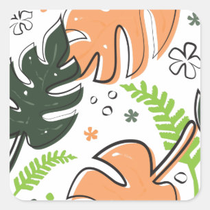 Sticker Carré feuille tropical