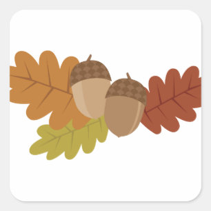Sticker Carré Feuilles Acorn