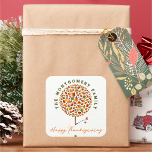 Sticker Carré Feuilles Automne Bon thanksgiving Pop Tree Automne