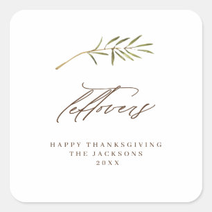 Sticker Carré Feuilles d'aquarelle Thanksgiving