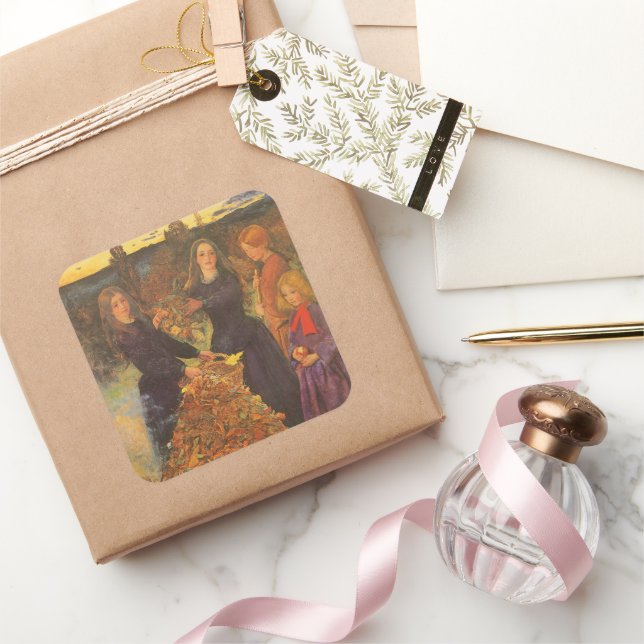 Sticker Carré Feuilles d'automne de Sir John Everett Millais (Cadeaux)