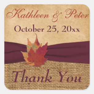 Sticker Carré Feuilles d'automne IMPRIMÉES RIBBON 1,5" Autocolla