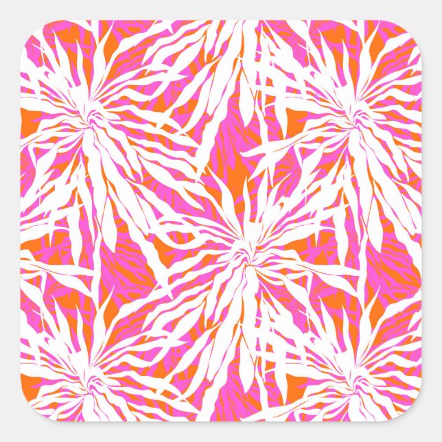 Sticker Carré Feuilles de palmiers tropicaux (Devant)
