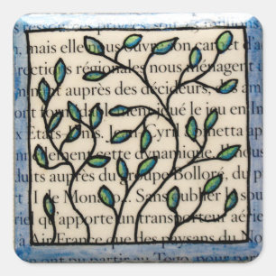Sticker Carré Feuilles sur le texte français