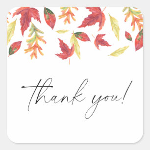 Sticker Carré Feuilles tombantes remerciement Baby Shower automn